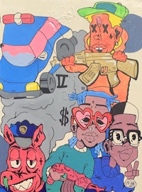 a painting of a group of cartoon characters